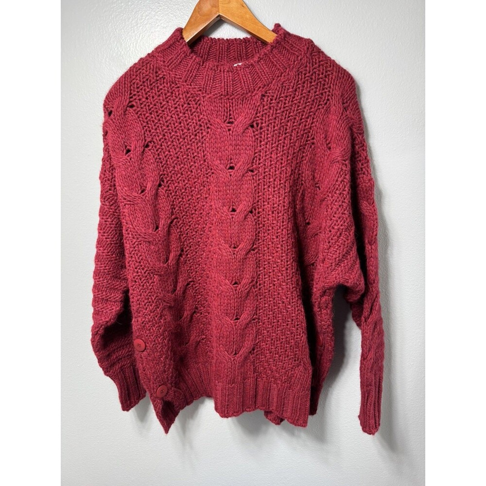 MerSea Topanga Cable Knit Sweater Cardinal Red Crew Neck size OS